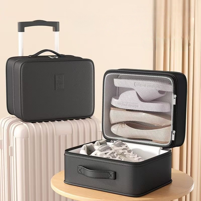 Sneaker Care Box - アップグレードトラベルシューズバッグオーガナイザー ジッパー式防水スニーカー収納バッグ 多層構造で3足の靴箱を収納可能