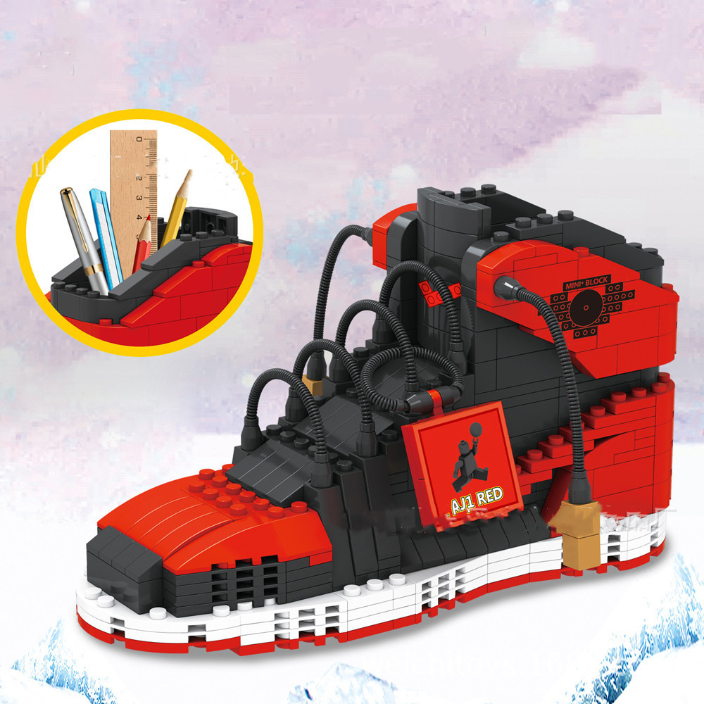 Sneaker Care Box - スポーツバスケットボールシューズビルディングブロックスニーカーモデルペンコンテナ DIY ミニレンガ筆箱のおもちゃ子供男の子文房具