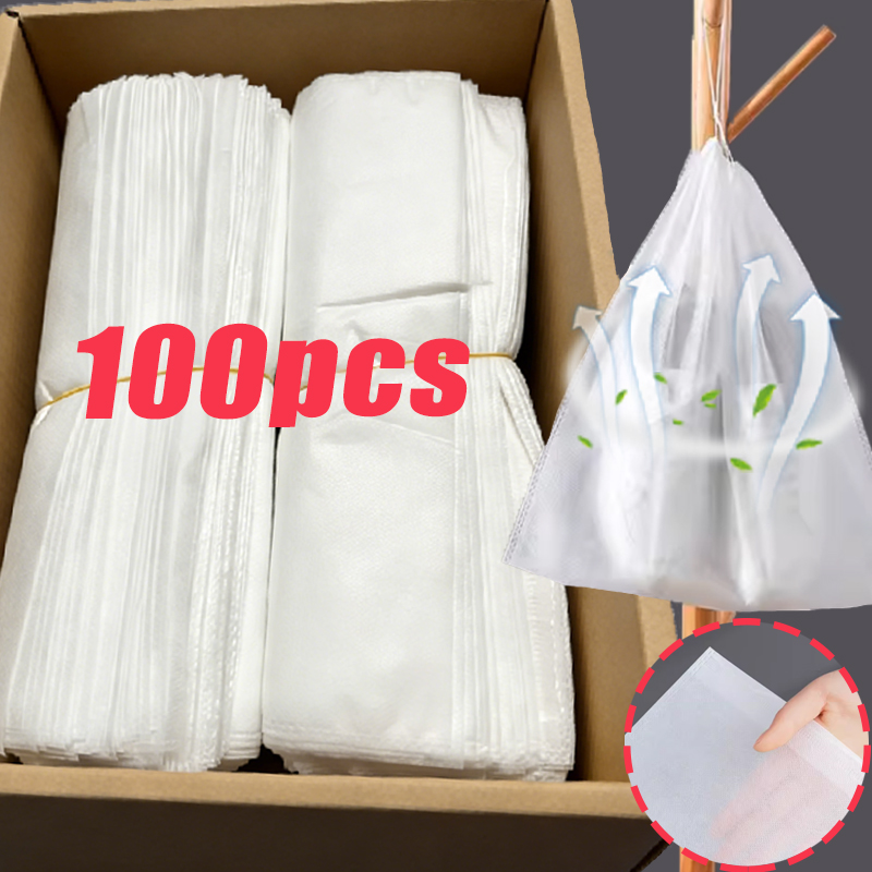 Shoe Bag Dust - 1-100 個靴収納袋白い靴日焼け止め黄色のダストバッグ巾着半透明不織布靴カバー