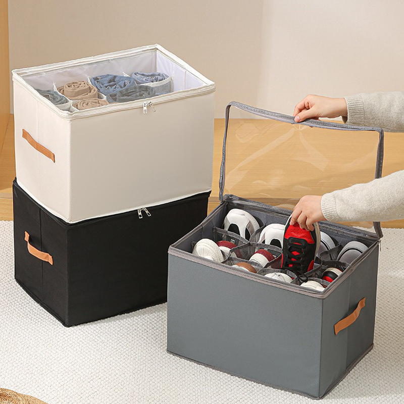 Shoe Bag Dust - 1 個の収納袋折りたたみ式オックスフォード布靴箱蓋付き防塵収納ボックス、靴、衣類アクセサリーに適しています