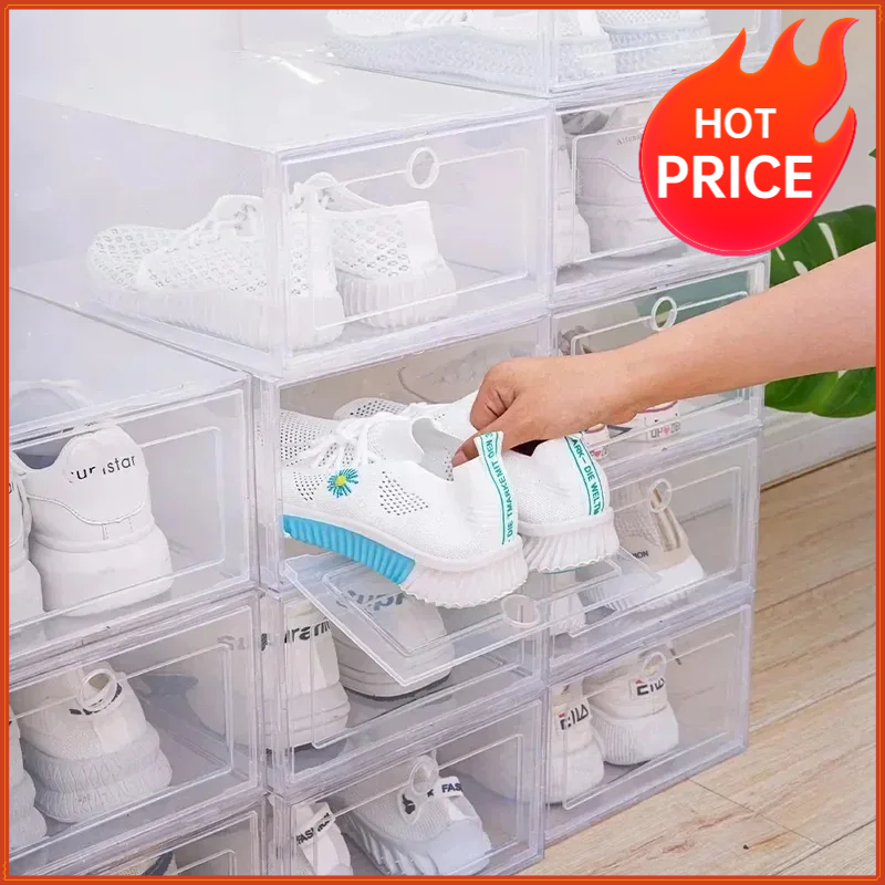 Shoe Box Display - 6 個透明靴箱積み重ね可能な靴ケース収納プラスチック靴箱防塵スニーカーボックス靴家具オーガナイザー