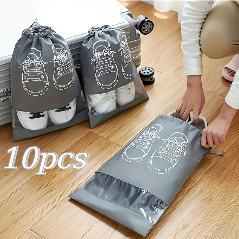 Shoe Bag Dust - 10個入りシューズ収納バッグ 不織布製防塵トラベルシューズオーガナイザーバッグ 巾着式、持ち運び可能なシューズ収納バッグ