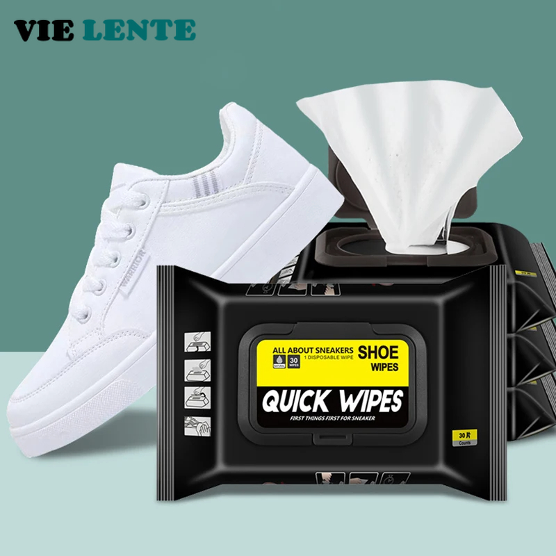 Sneaker Care Wipes - 12 個/30 個使い捨て靴クリーンワイプポータブル白靴クリーニングケアワイプスニーカークリーニングクイックウェットワイプ VIE LENTE