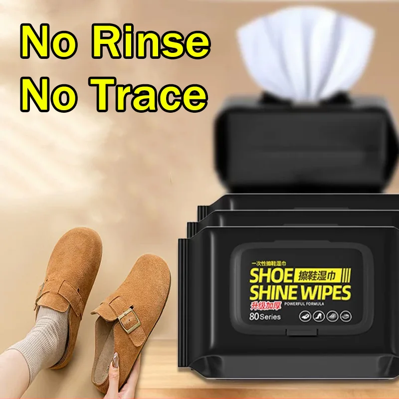 Sneaker Care Wipes - 携帯用ノンリンス靴クリーニングワイプ使い捨て強力スニーカー汚れ除去クイックウェットクロス（白い靴用）