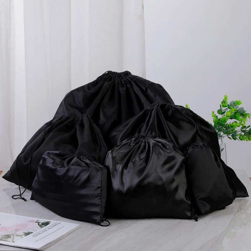 S/M/L/XL/XXL 黒シルク素材巾着収納袋靴ハンドバッ - Shoe Bag Dust のレビューと価格