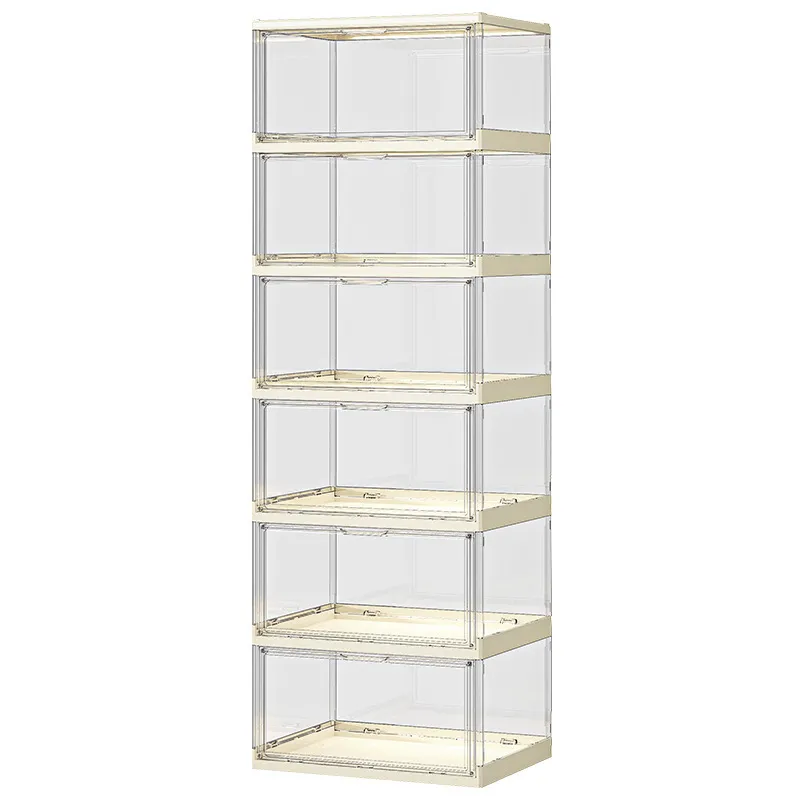 透明アクリル製折りたたみ式シューズキャビネット 磁気式多層プ - Shoe Box Display のレビューと価格