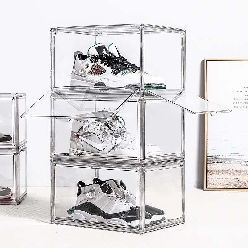 組み立て式両開き収納ボックス 高透明ディスプレイコンビネーシ - Shoe Box Display のレビューと価格