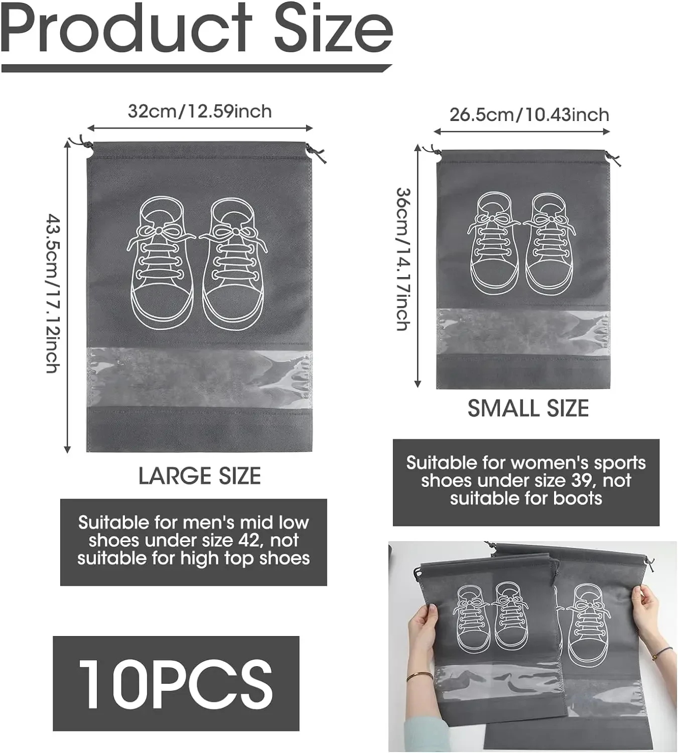 10個入り不織布靴収納バッグ、防塵バッグ、ポータブル旅行靴収 - Shoe Bag Dust のレビューと価格