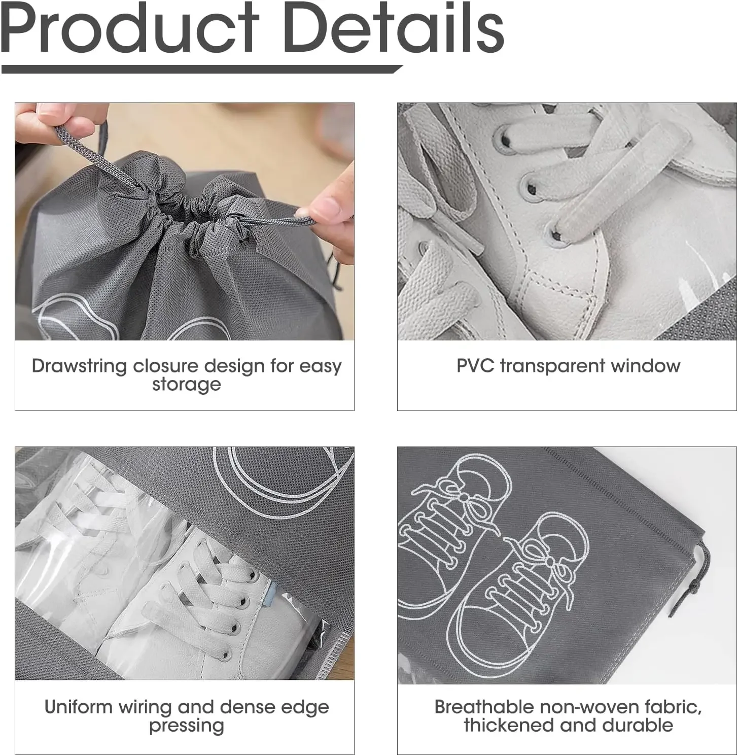 10個入り不織布靴収納バッグ、防塵バッグ、ポータブル旅行靴収 - Shoe Bag Dust のレビューと価格