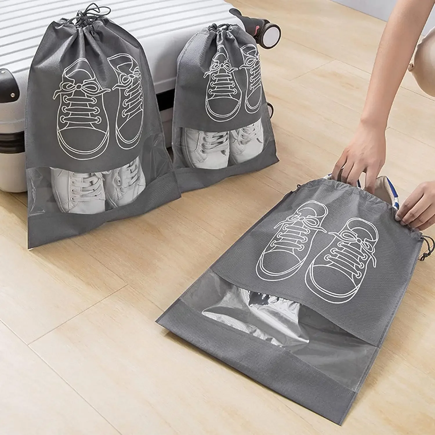 10個入り不織布靴収納バッグ、防塵バッグ、ポータブル旅行靴収 - Shoe Bag Dust のレビューと価格