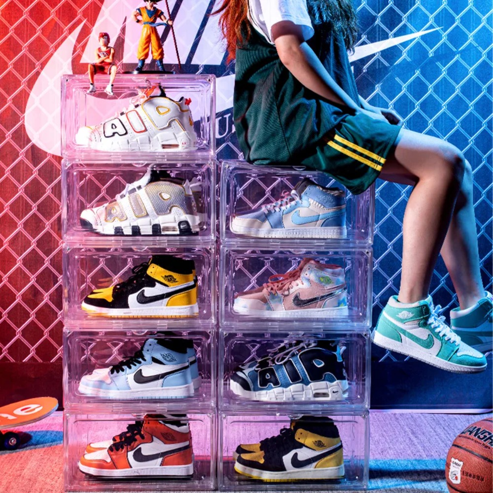 厚みのある透明な収納ボックス アクリル製シューズボックス マ - Shoe Box Display のレビューと価格