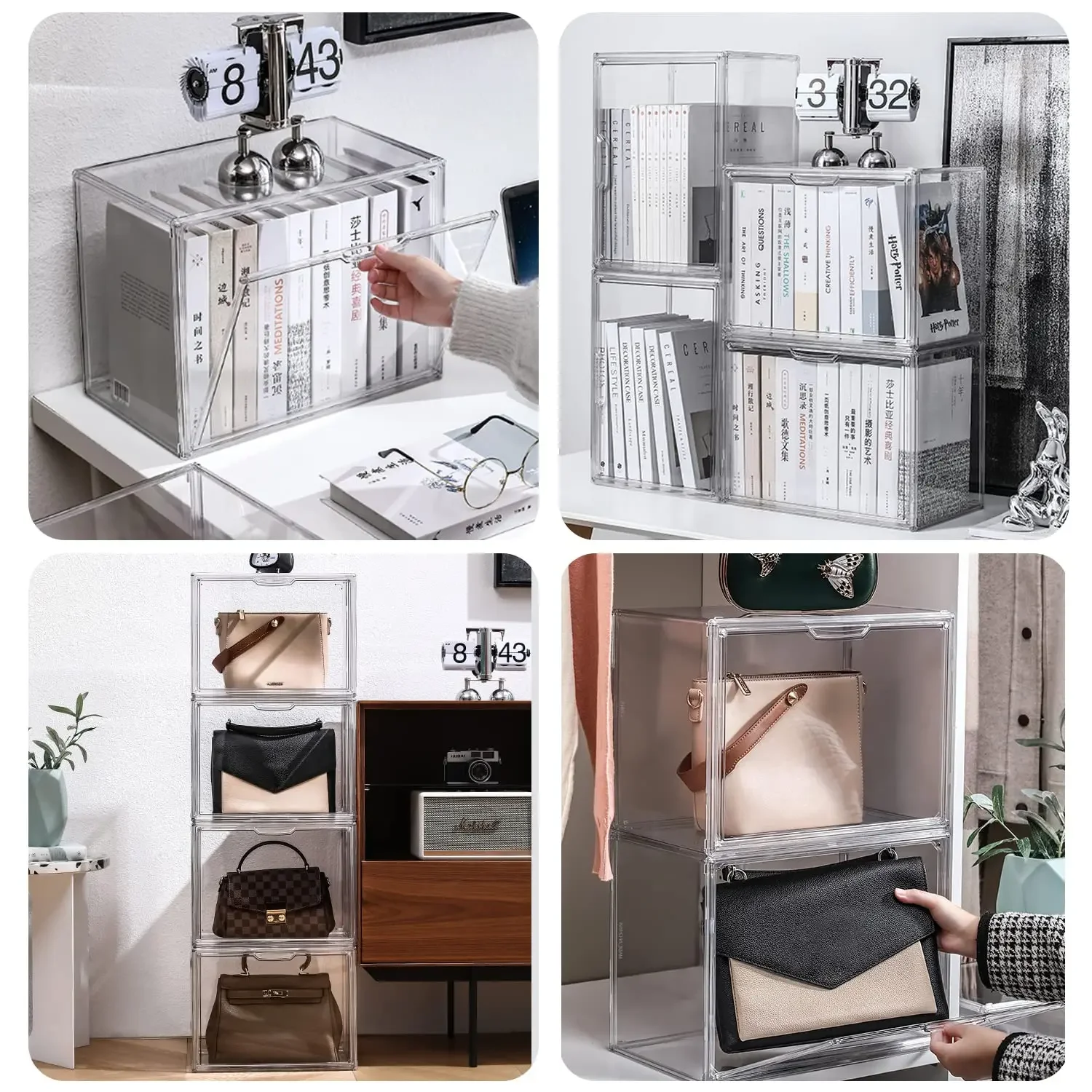 透明収納ボックスオーガナイザー本棚アルバムCDデスクトップ防 - Shoe Box Display のレビューと価格