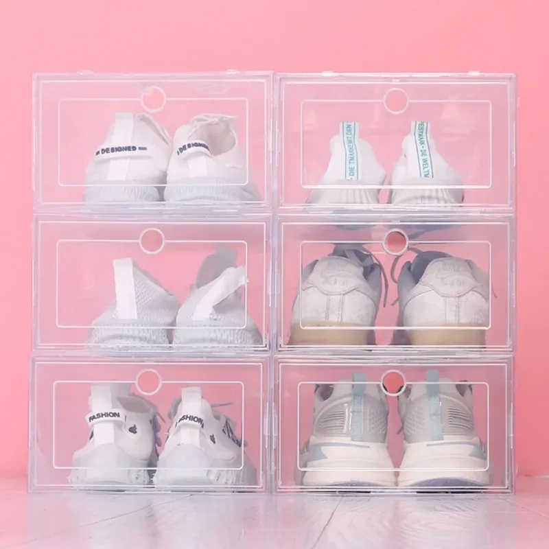 6 個透明靴箱積み重ね可能な靴ケース収納プラスチック靴箱防塵 - Shoe Box Display のレビューと価格