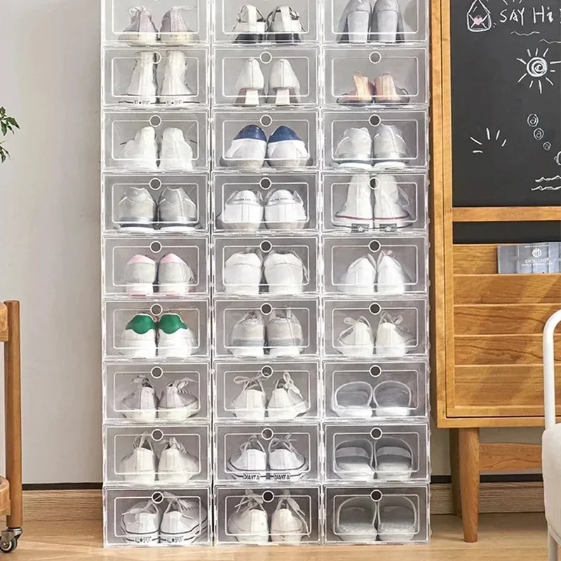 6 個透明靴箱積み重ね可能な靴ケース収納プラスチック靴箱防塵 - Shoe Box Display のレビューと価格
