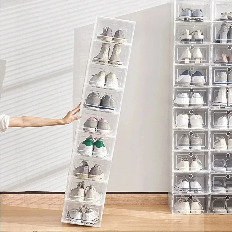 6 個透明靴箱積み重ね可能な靴ケース収納プラスチック靴箱防塵 - Shoe Box Display のレビューと価格